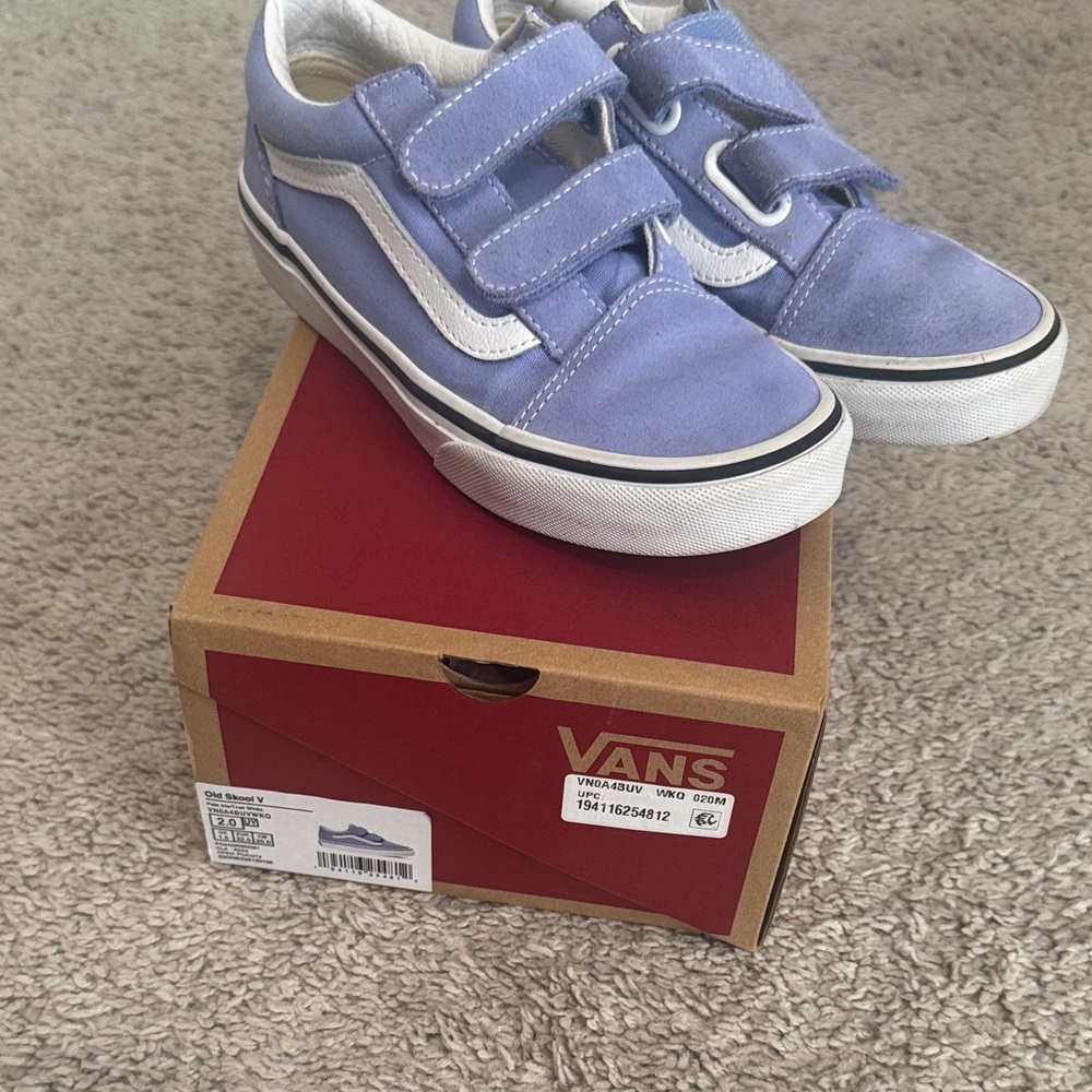 Vans Kids Light Blue Velcro Sneakers